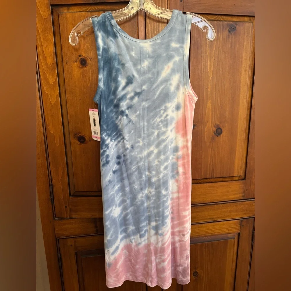 Thread & Supply Size Small Tie-Dye Sleeveless Tank Midi Dress in Blue & Pink NWT